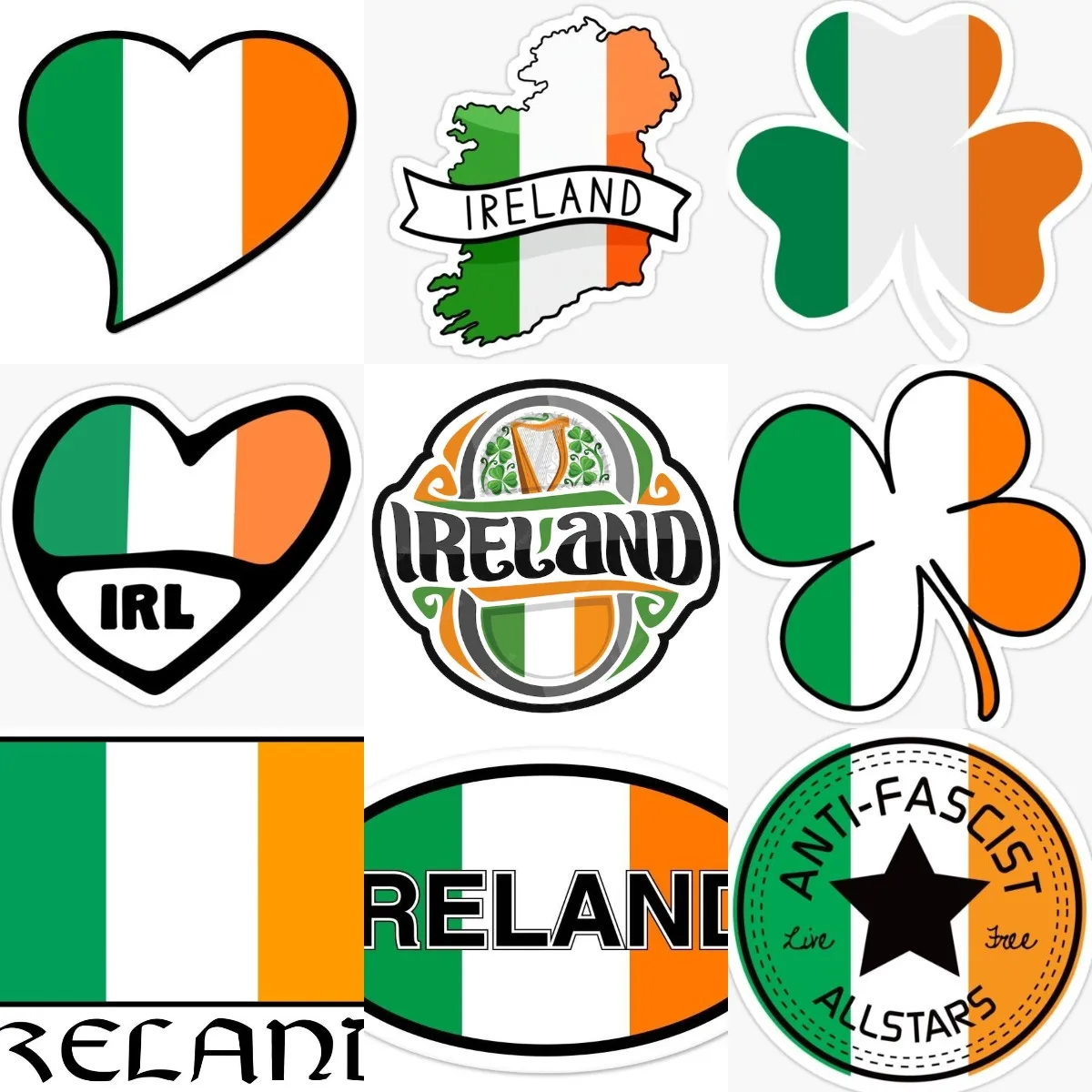 Car Accessories Ireland - Naklejka Irlandia Flaga Mapa Szczęście Koniczyna