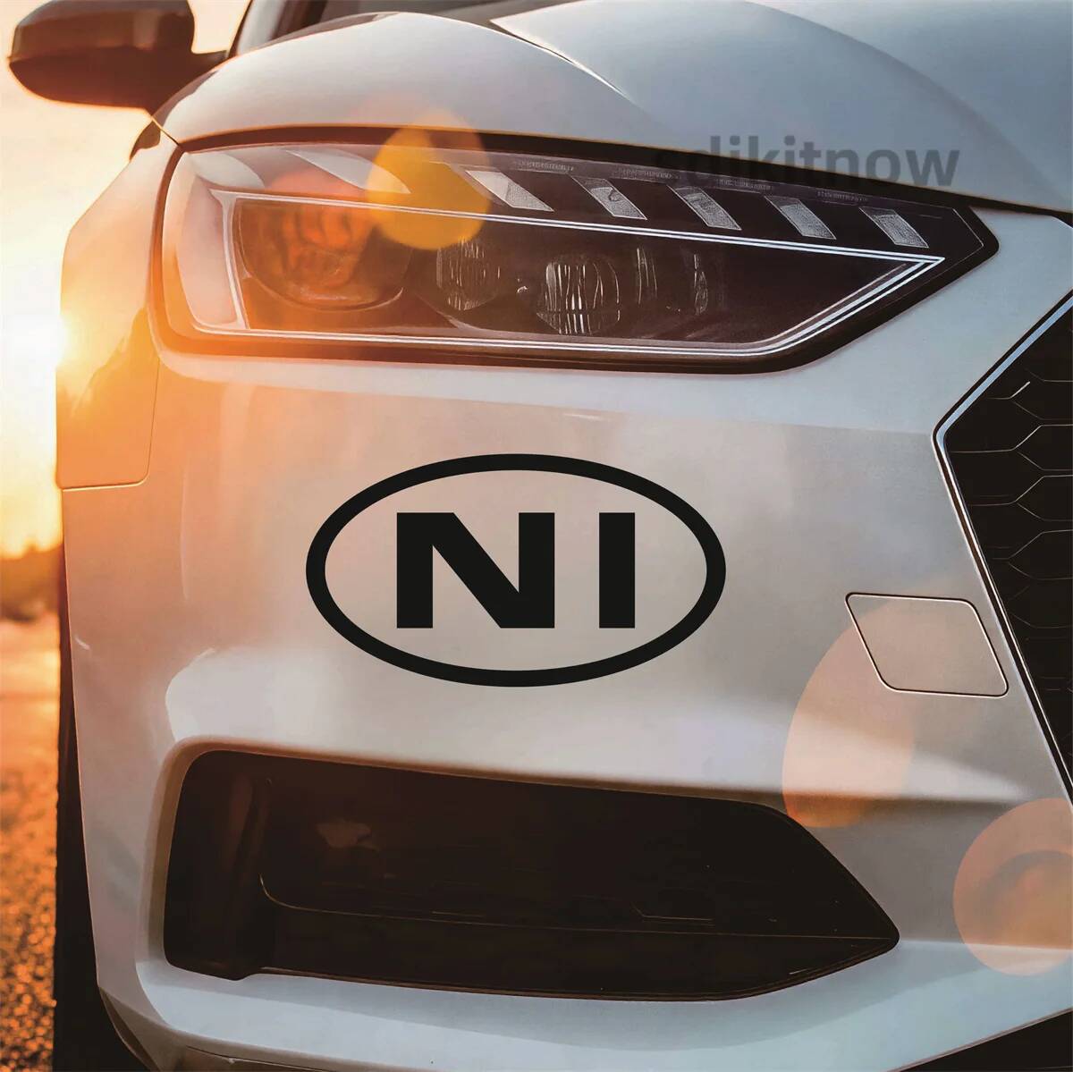 Car Accessories Ireland - Owalna naklejka samochodowa z literą NI
