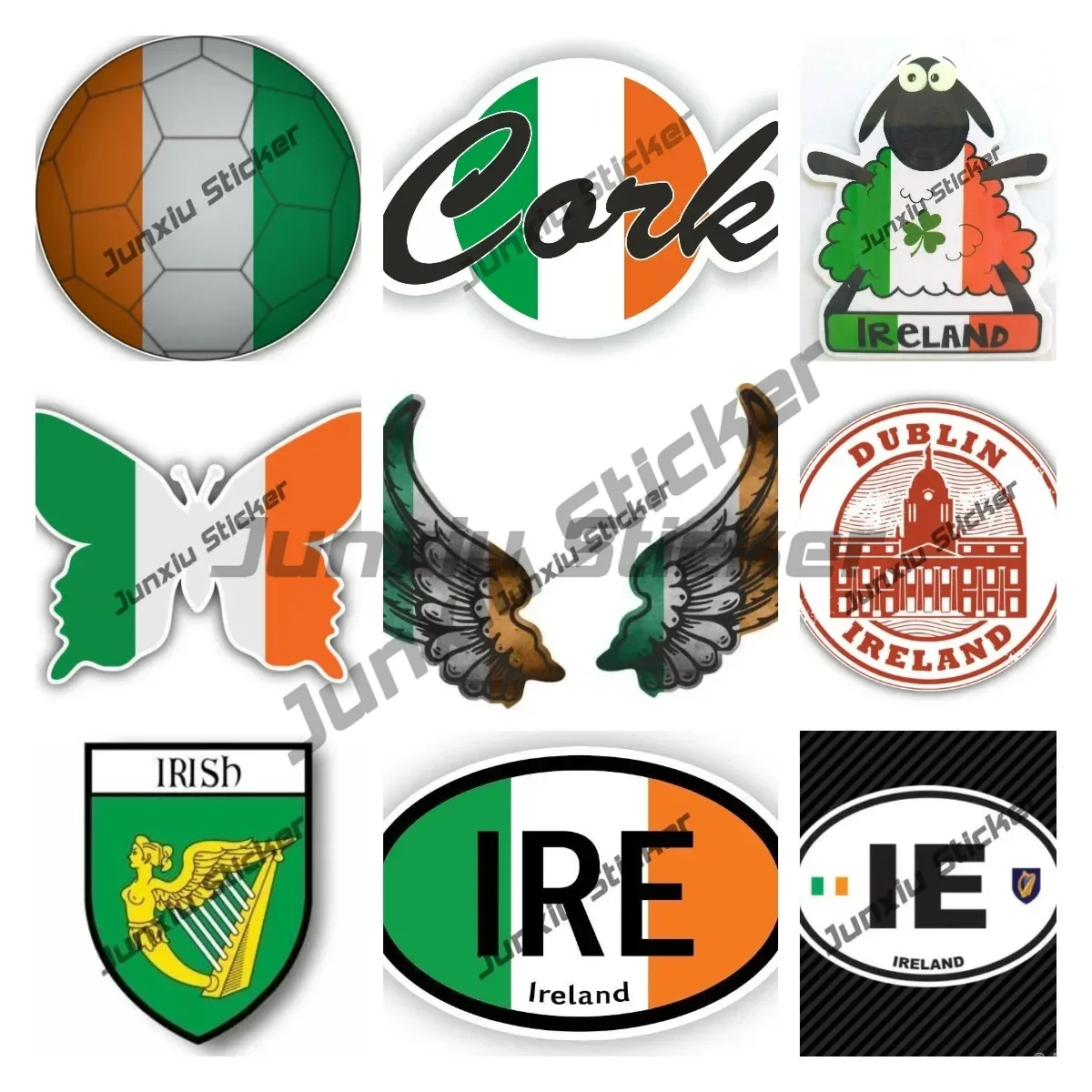 Car Accessories Ireland - Flaga Irlandii Skrzydła Kreatywne naklejki motocyklowe